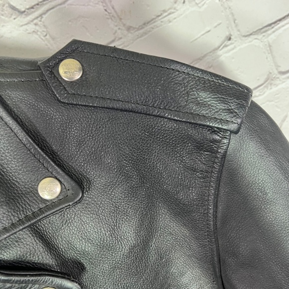 🏍️|•INTERSTATE LEATHER•| HEAVY Black Leather Biker Jacket Size 46 / XL - Picture 8 of 16